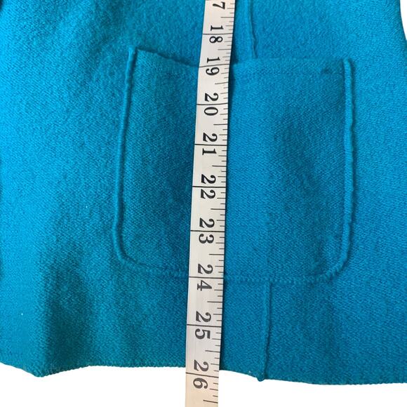 Vintage Nouveaux 100% Wool Cardigan Size Large Teal Loop Fairy Fringe - Picture 7 of 8